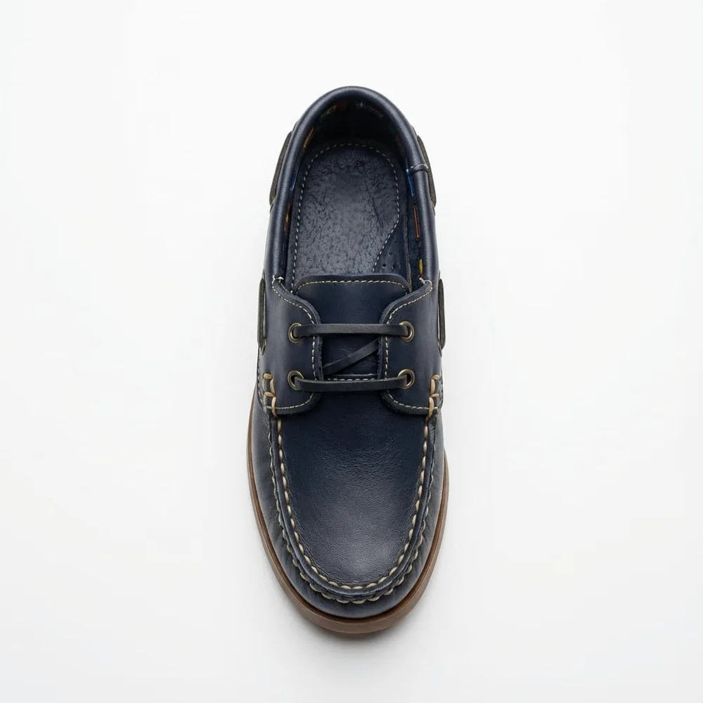 Kinder Bootsschuhe Jungen Klettverschluss - Leder Segelschuhe Mokassins Rutschfest - Bequeme Slipper für Schule & Alltag - Halbschuhe Weit - Winter Gefüttert oder Sommer Ungefüttert