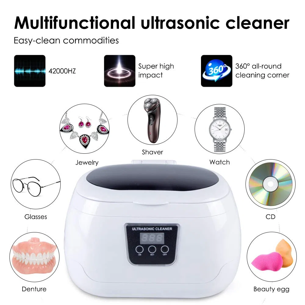 Uten Ultraschallreinigungsgerät Ultraschallreiniger 600ml Ultraschallbad Reinigungsgerät Digital für Brillen Schmuck Uhren Zahnersatz 43KHZ