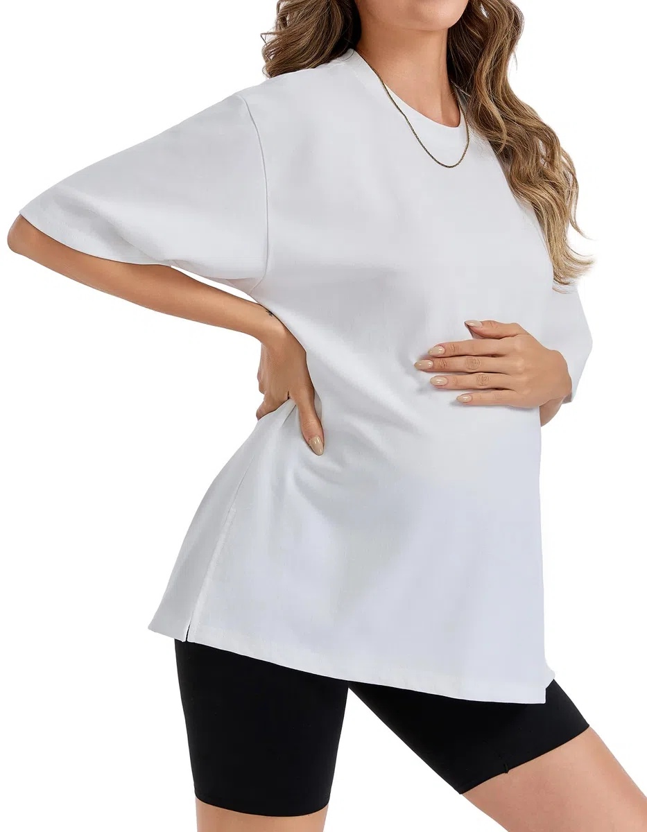 Sosolism Damen 100% Baumwolle Umstands T-Shirt Oversized