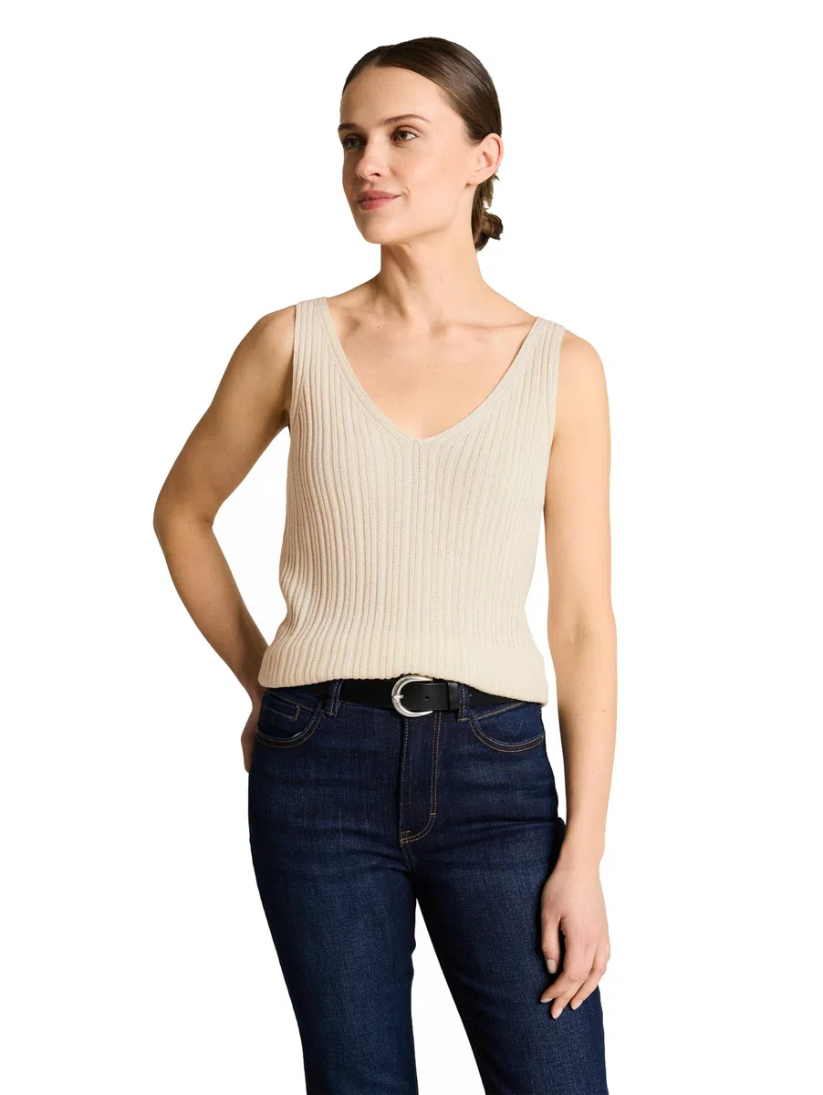 TOM TAILOR Damen 1050560 Stricktop mit V-Ausschnitt