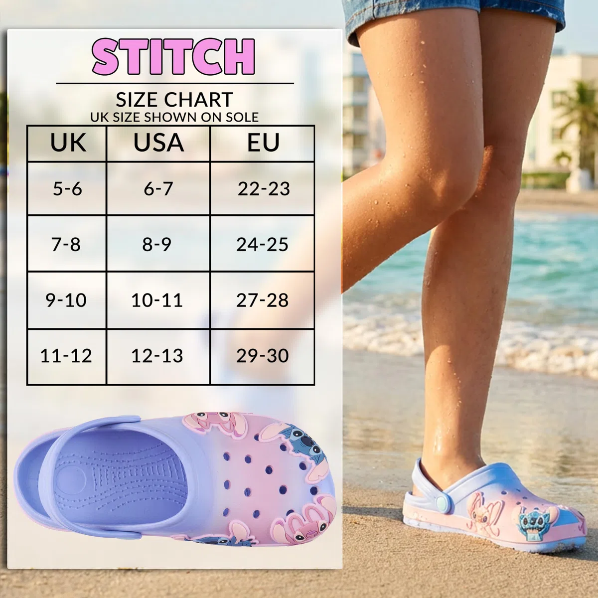 Get Trend Disney Stitch | Minnie Mouse | Prinzessinnen Clogs Kinder Hausschuhe Mädchen, rutschfest & Atmungsaktiv, Gartenschuhe Sommer Pantoffeln