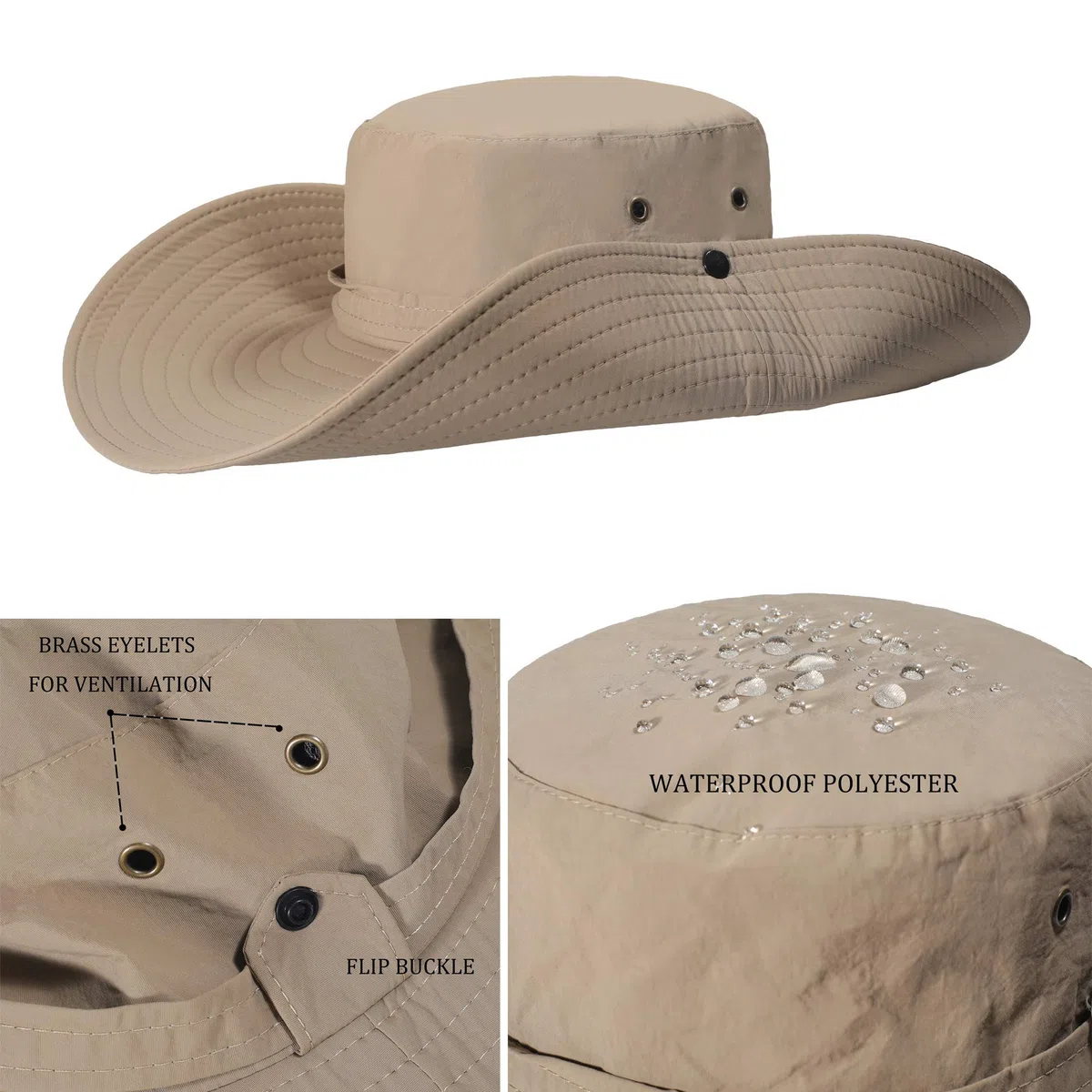 ZLYC Herren Breite Krempe Sonnenhut UV Schutz Safari Hut Boonie Hut Sommer Fischerhut