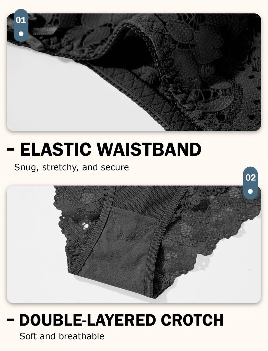 SEAUR Damen Spitzen-Lingerie-Set Blumenmuster Sexy Unterwäsche-Set Dickem Körbchen Push-up-BH mit Slip 2-teilig