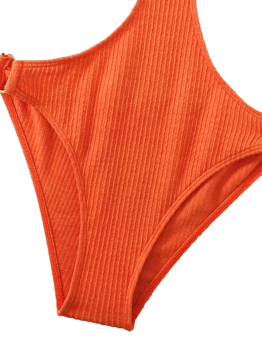FlatterMe Ring Linked Cut-Out One Piece Badeanzug U-Ausschnitt Schnürung Rücken Monokini Badeanzug