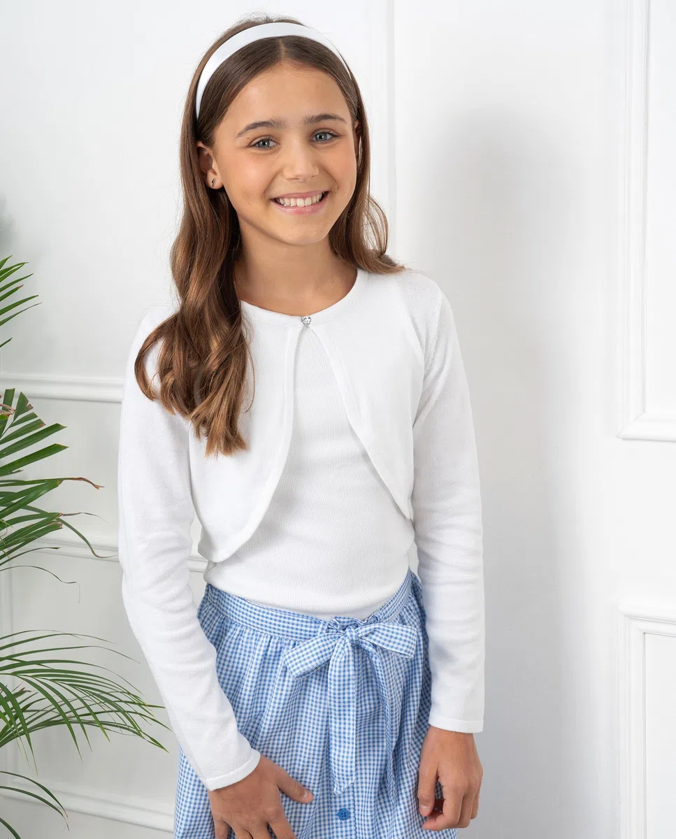 Bolerose Mädchen Langarm Bolero Strickjacke Kinder