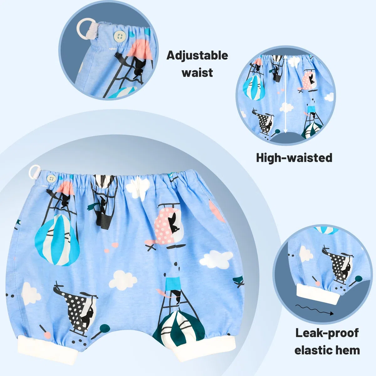 FLYISH Direct Unterhosen zum Lernen, auslaufsicher, waschbar, saugfähig, 100 % Baumwolle, 2 Packungen, blau, 3-5 Jahre