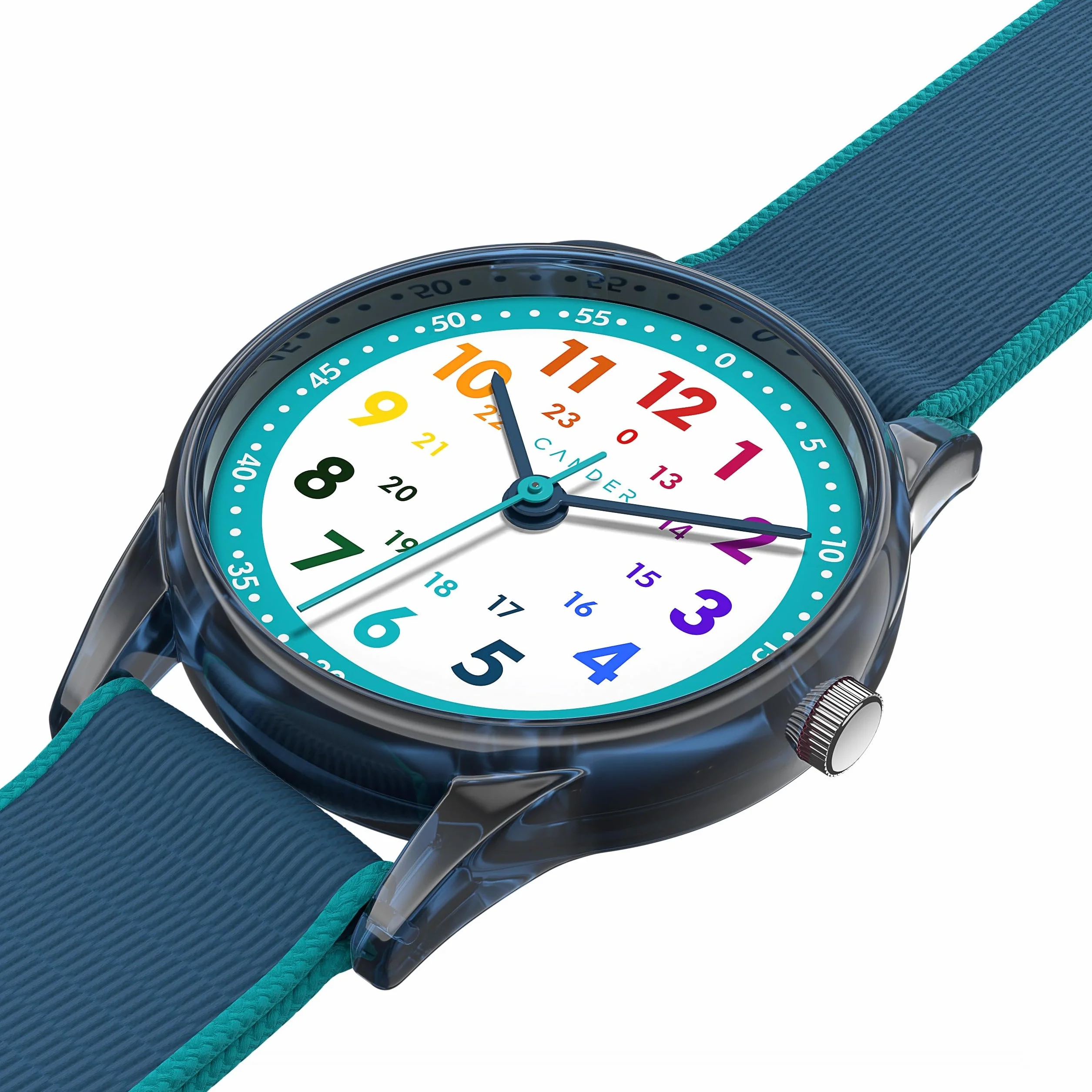 Cander Berlin MNA 0130 K Kinderarmbanduhr Klett Armbanduhr Kinder Mädchen Junge 3 ATM wasserdicht Lernuhr analog blau