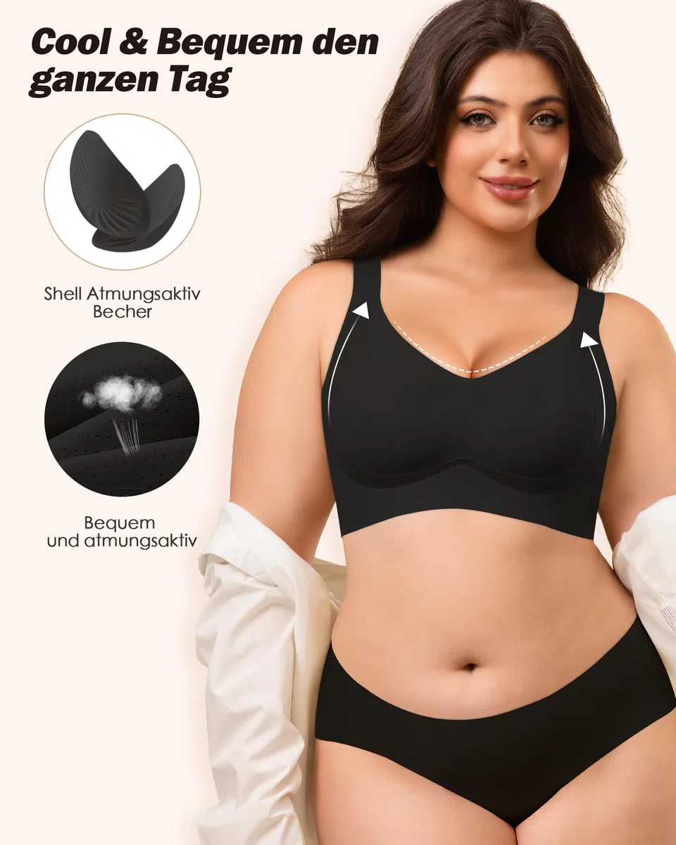 As Fairy Atmungsaktiver Bequem BH für Große Brüste Ohne Bügel Seamless Minimizer Nahtlose BHS, Volle Abdeckung Bralette mit Breiten Trägern