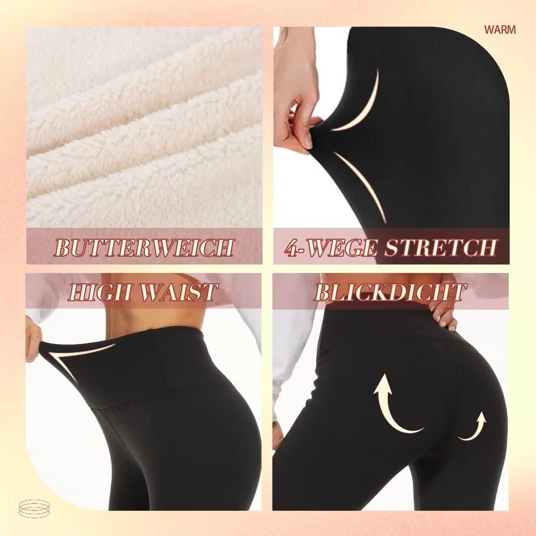 Missluck Thermo Leggings Damen Gefüttert Thermoleggings Verdickte Plüsch Thermohose Fleece Leggins Warme im Winter