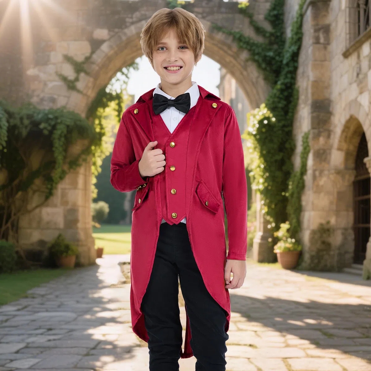 Retro Kinder Tailcoat, Steampunk Vintage Frack Kinder Jacke, für Karneval, Maskerade & Halloween Party