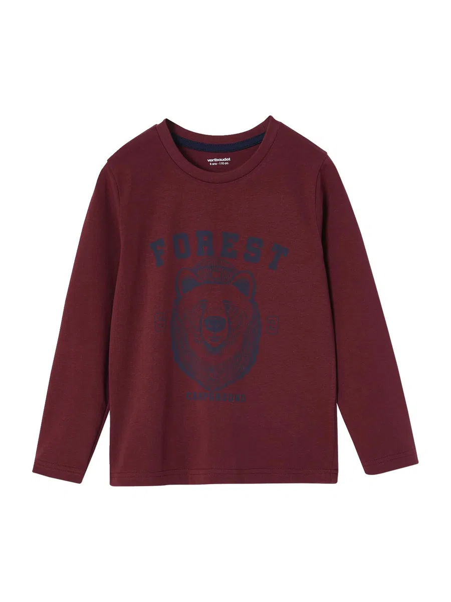 Vertbaudet 3er-Pack Jungen Langarmshirts Basic Bordeaux 110
