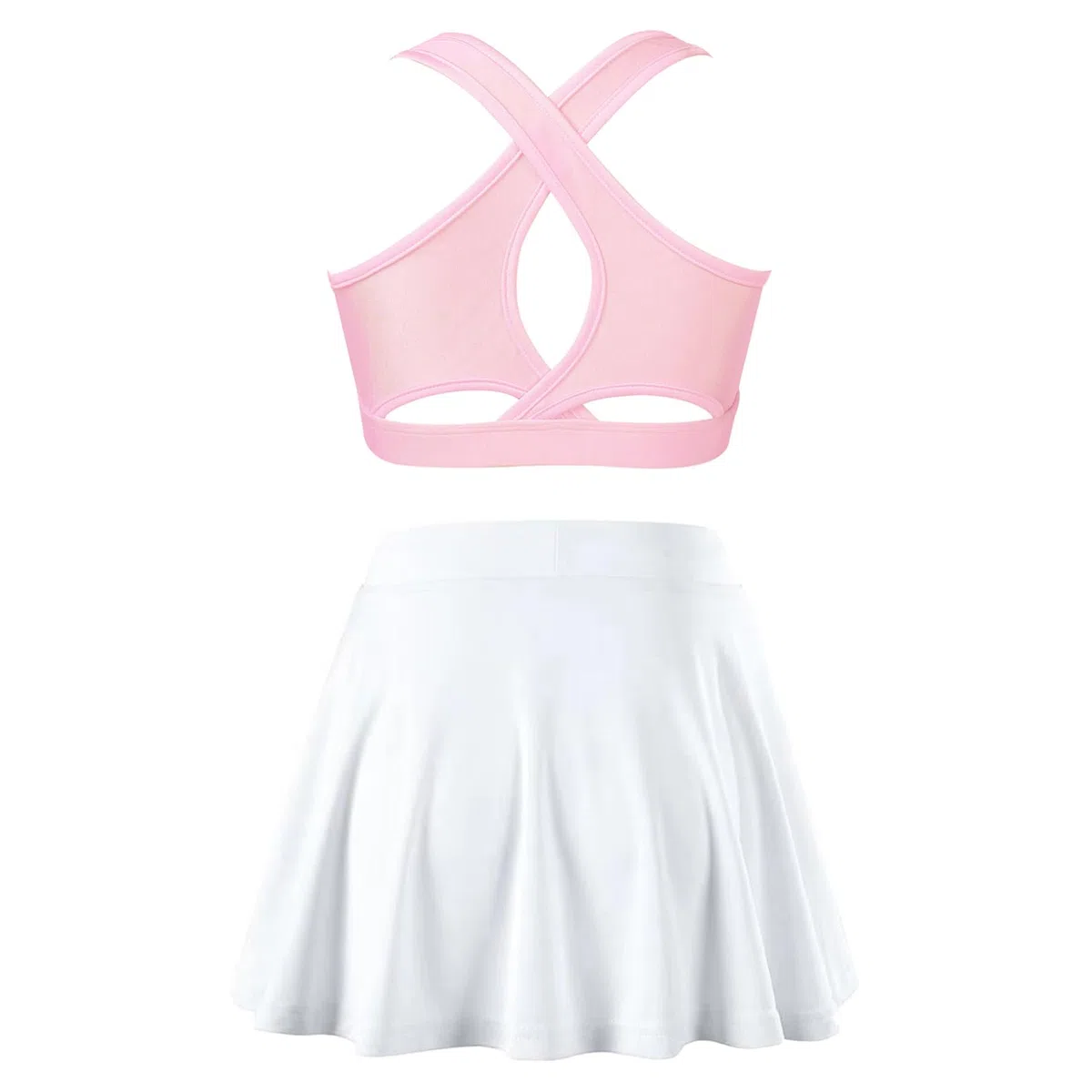 JEATHA Mädchen Tennis Golf Anzug Ärmellos Crop Top Bauchfrei Yoga Fitness Oberteil Sportskort Tennisrock Sportkleidung
