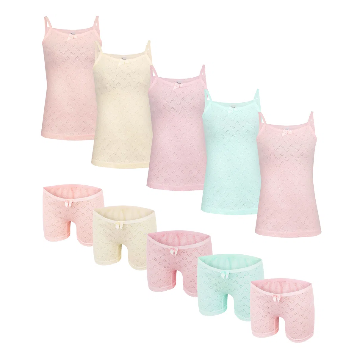 SAMILY Mädchen Unterwäsche Set 10er Pack | 5 Spaghettiträger Unterhemden + 5 Boxershorts – 100% Baumwolle – Größe 110/116 (5–6 Jahre)