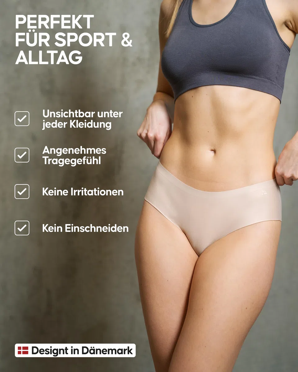 DANISH ENDURANCE Unsichtbare Hipster Slip Damen, Sport Unterhose, No-Show Unterwäsche, Mikrofaser, 3er oder 5er Pack