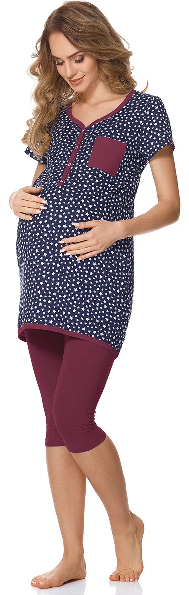 Bellivalini Damen Umstands Pyjama mit Stillfunktion BLV50-126