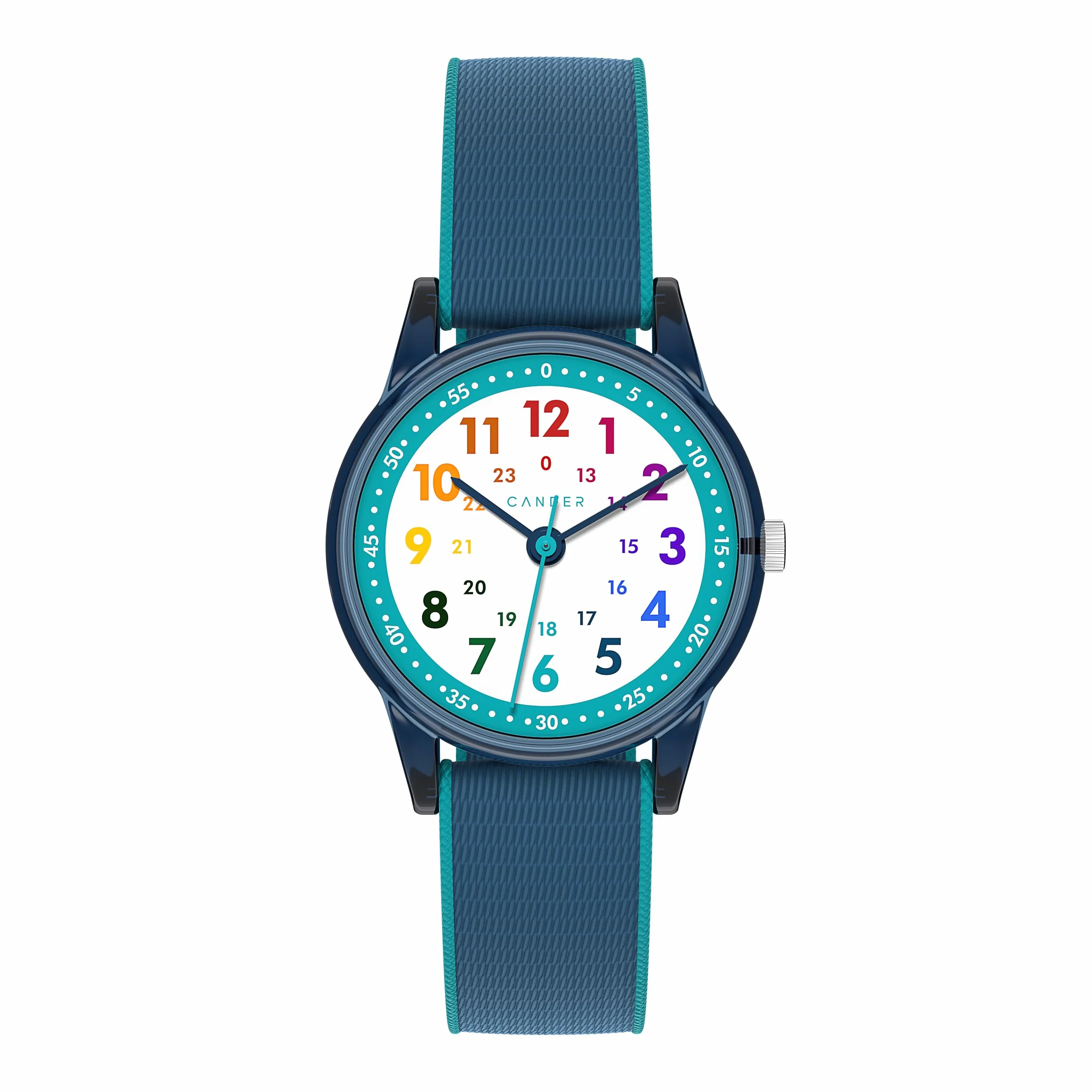 Cander Berlin MNA 0130 K Kinderarmbanduhr Klett Armbanduhr Kinder Mädchen Junge 3 ATM wasserdicht Lernuhr analog blau