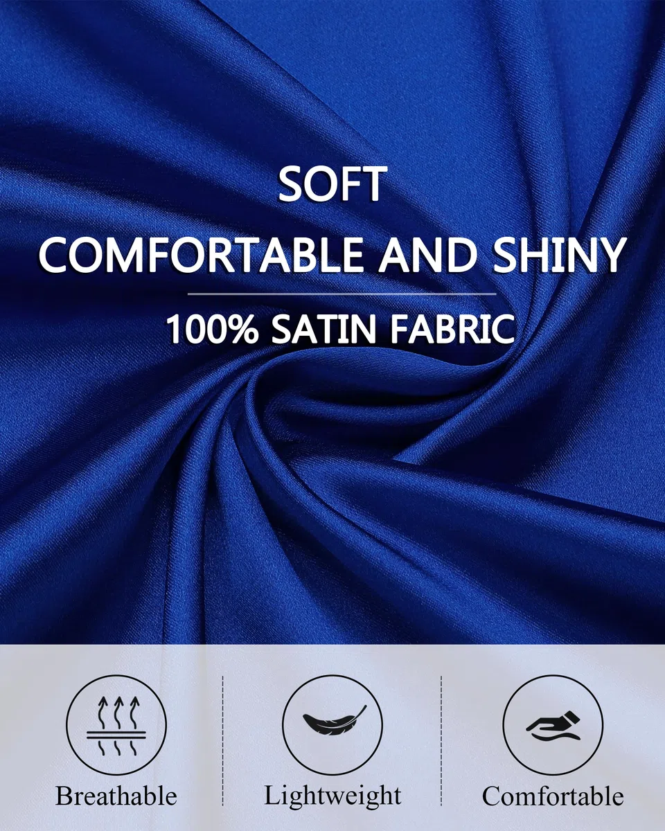 Lovasy Satin Bademantel Herren Lang Kimono Bademäntel für Herren Leicht Morgenmantel Zwei Seitentaschen mit Gürtel