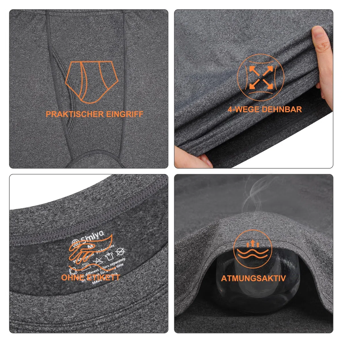SIMIYA Thermounterwäsche Herren 2er Set Warme Unterwäsche mit Innenfleece, Thermo Oberteil und Unterteil mit Eingriff Langarm Funktionsunterwäsche Rundhals Skiunterwäsche für Winter(S-4XL)