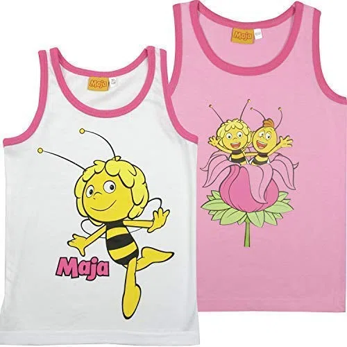 Biene Maja Mädchen Unterhemden, 2er Pack, rosa/weiß (110/116)