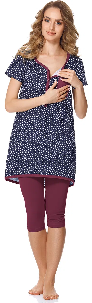 Bellivalini Damen Umstands Pyjama mit Stillfunktion BLV50-126