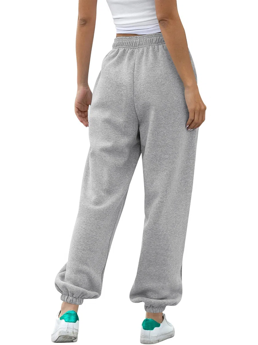 Missufe Damen Jogginghose Freizeithose Hohe Taille Sporthose Trainingshose Cinch Bottom Lang Sweatpants mit Taschen
