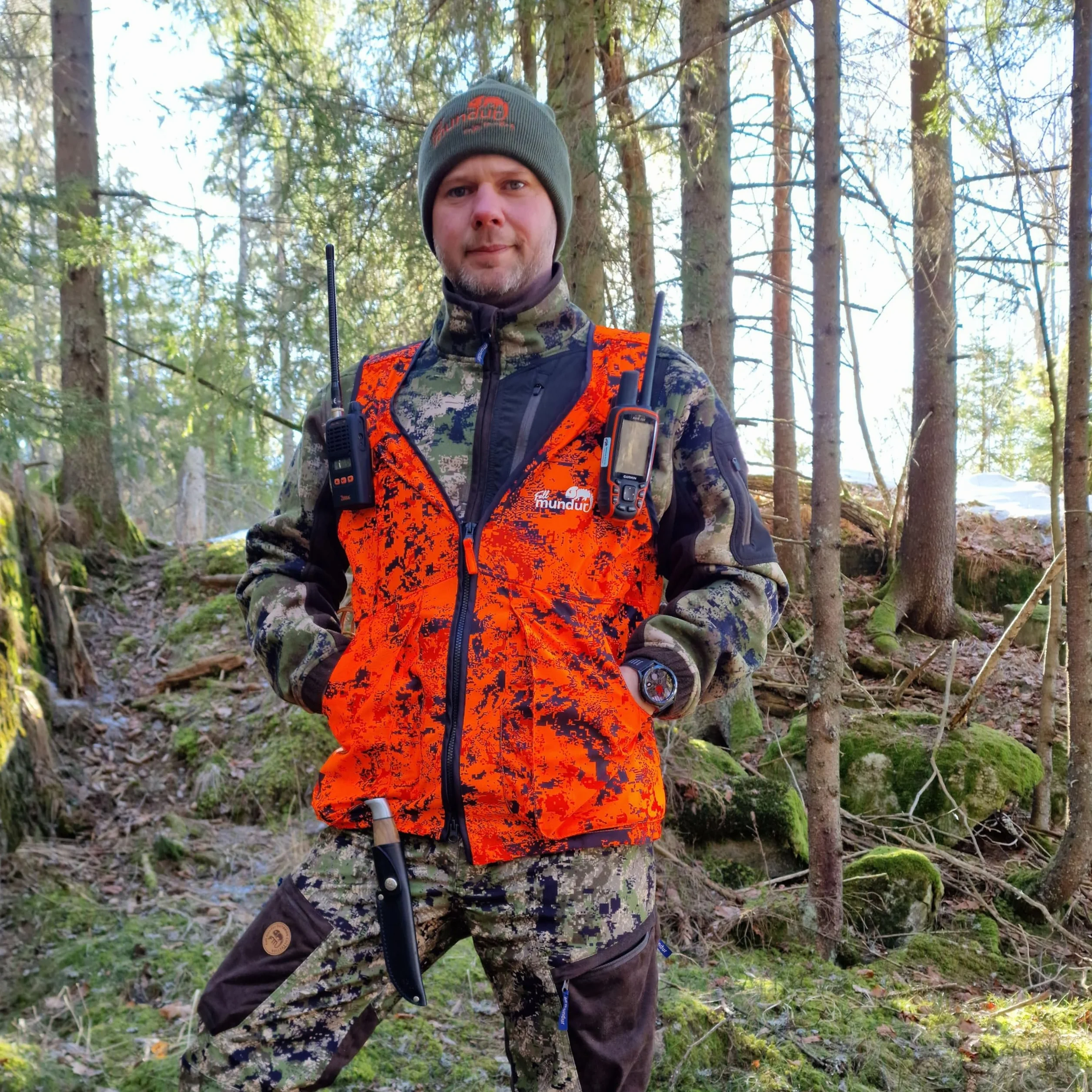 Blaze Camo Orange Jagdweste, leichte Sicherheitsweste mit mehreren Taschen für Erwachsene Unisex