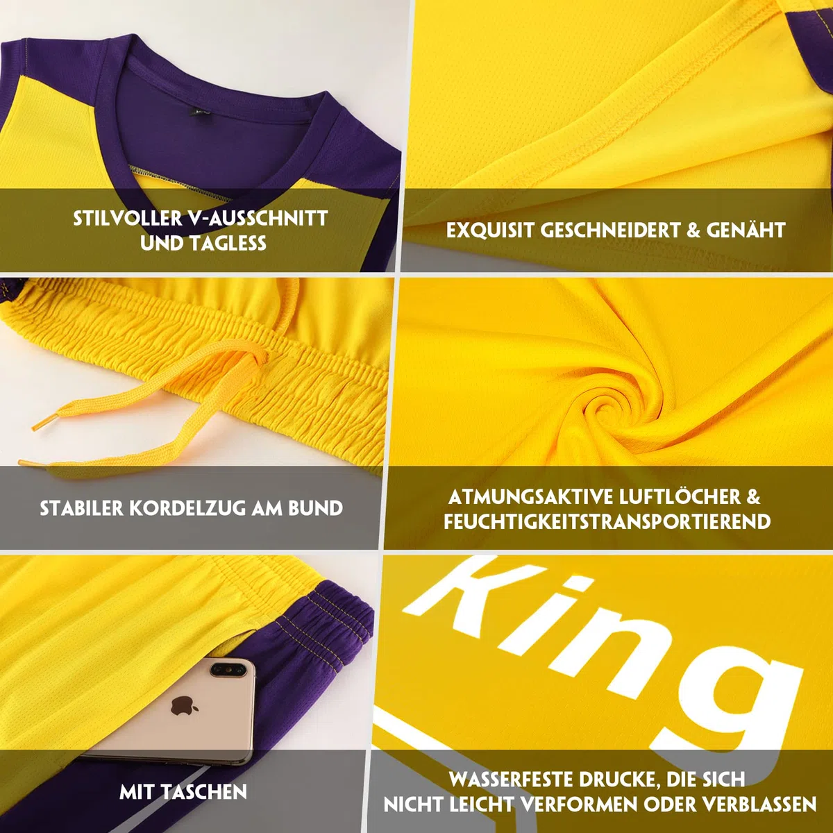 Benutzerdefiniert Basketball Trikot mit Eigenem Namen Kinder Nummer Team Logo Basketball Shirt & Short