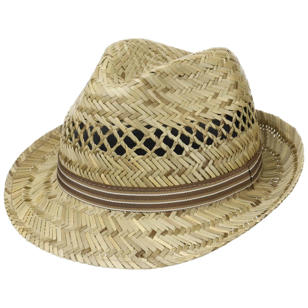 Lipodo Striped Ribbon Trilby Strohhut Made in Italy Unisex Frühling Sommer