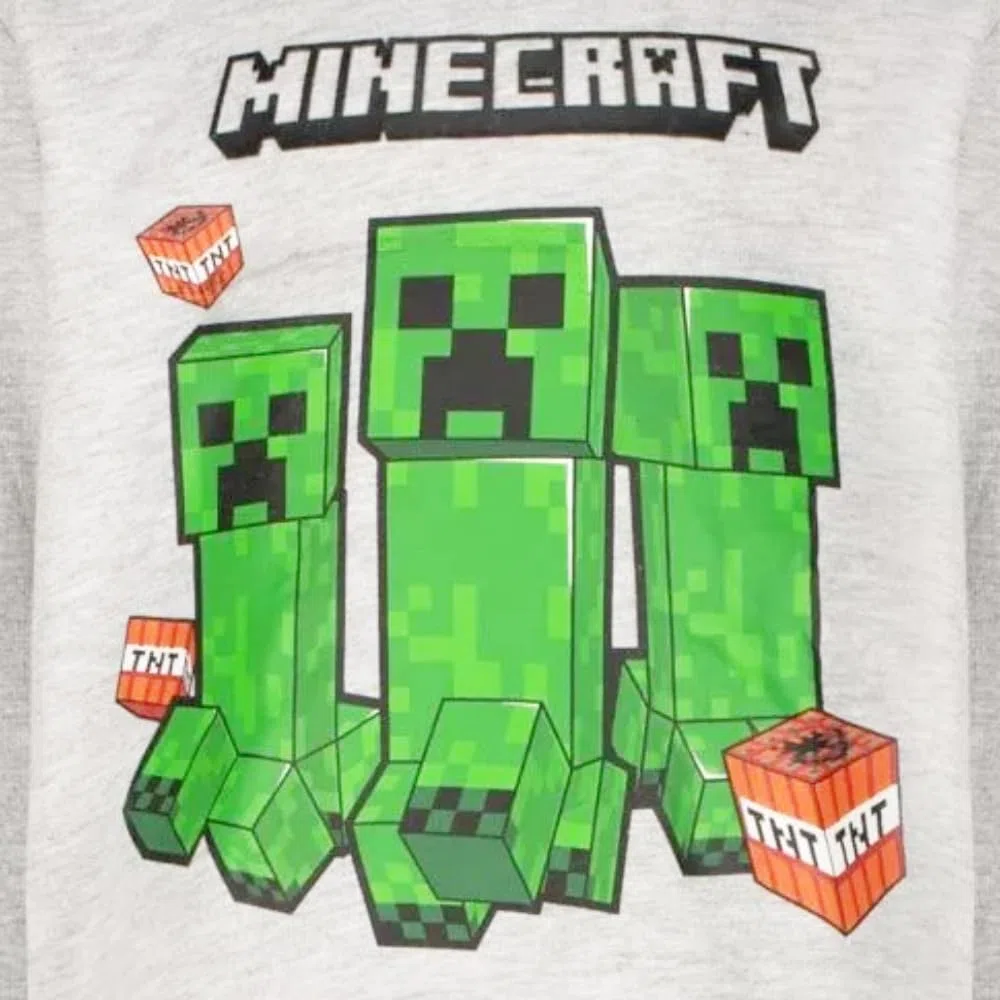 Minecraft Creeper TNT Kinder Pullover – Gamer Jungen Sweater – Grau – Größen 116 bis 152 – Baumwolle & Polyester