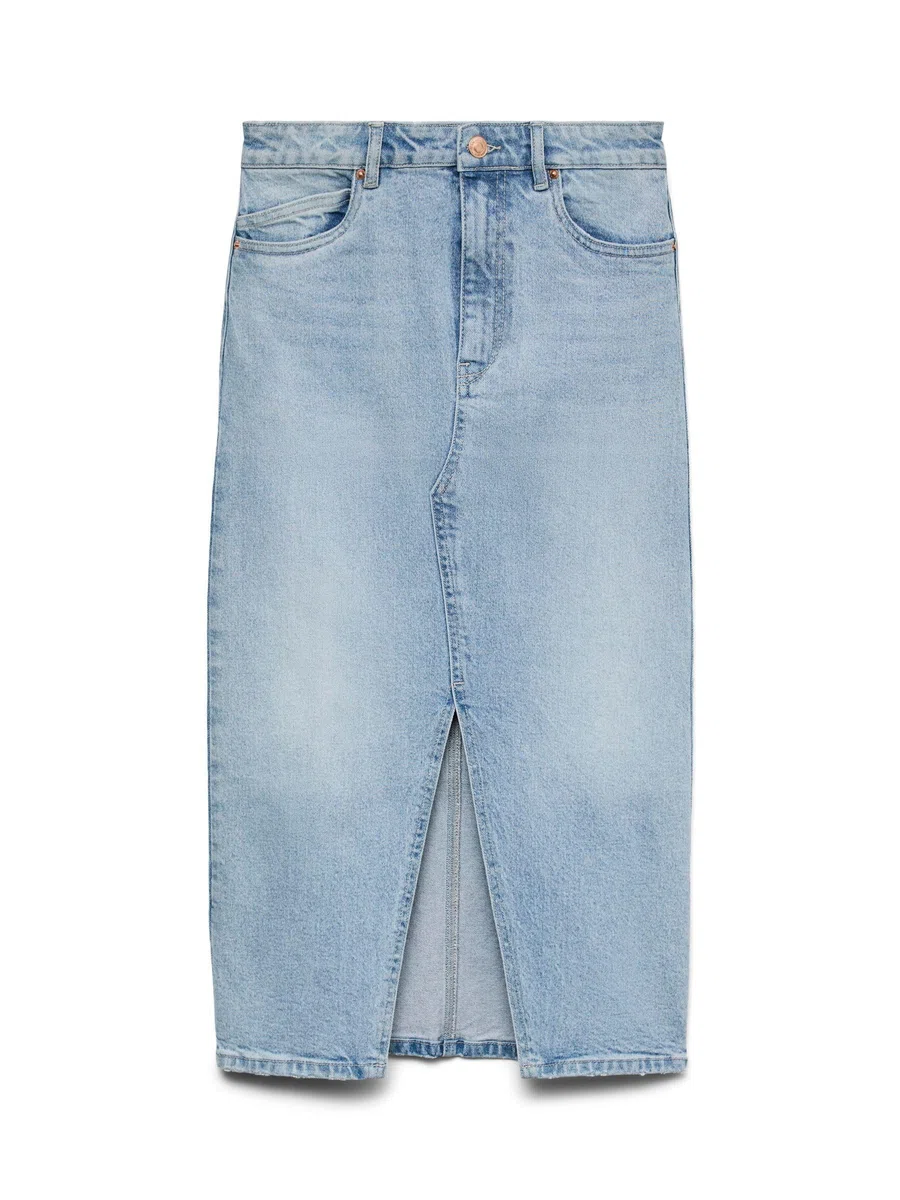 VERO MODA Female Jeansrock VMVERI Hohe Taille Langer Rock | Denim skirt