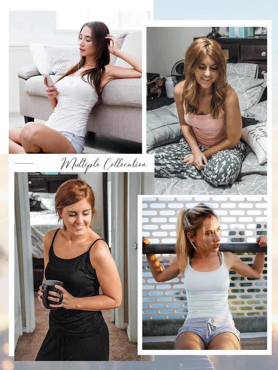 Damen Unterhemden Verstellbar Spaghettiträger Tank Top Basic Camisole Ultra Soft Schichtung Top 4er Pack
