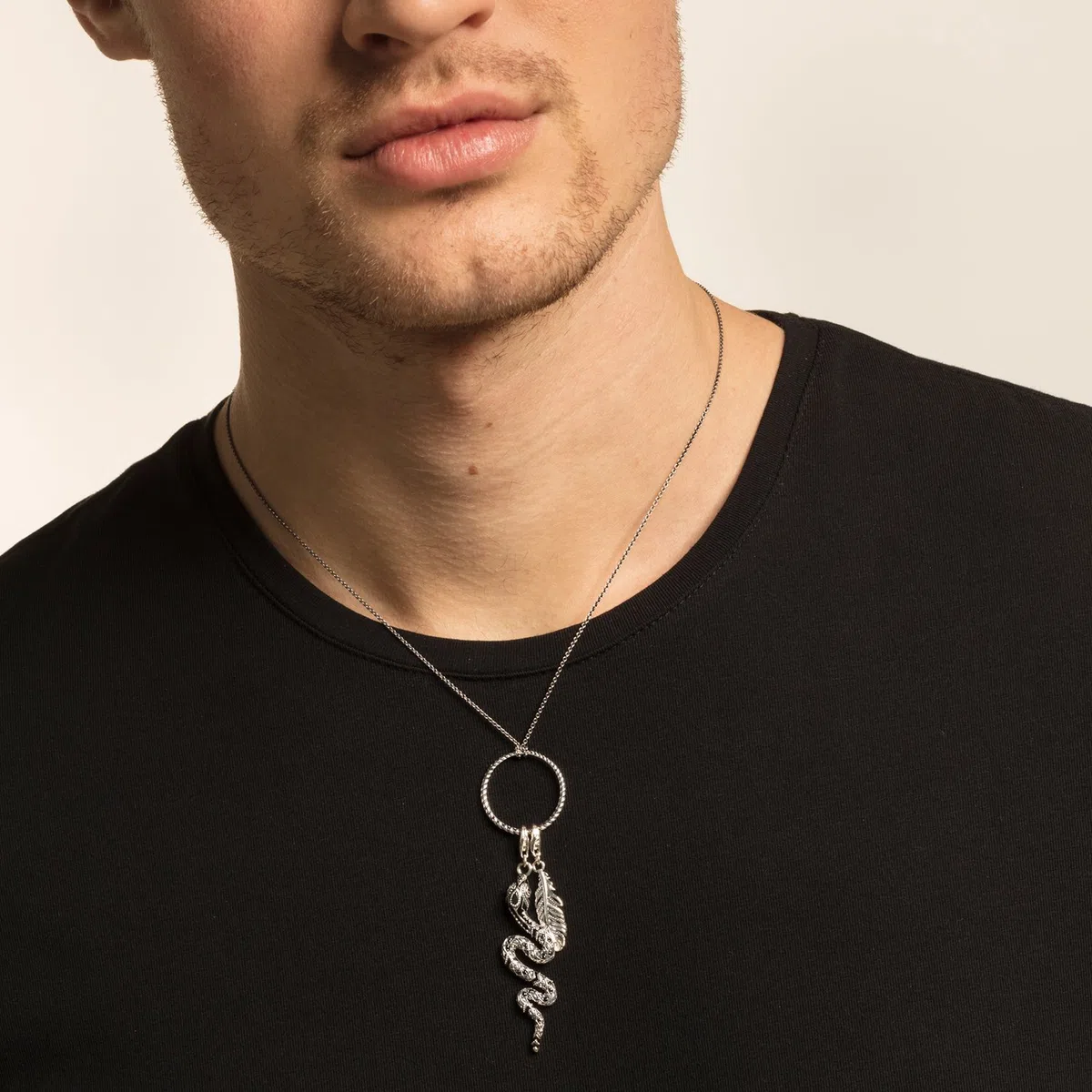 THOMAS SABO Unisex Charm-Anhänger Feder Geschwärzt 925 Sterling Silber 1559-637-21