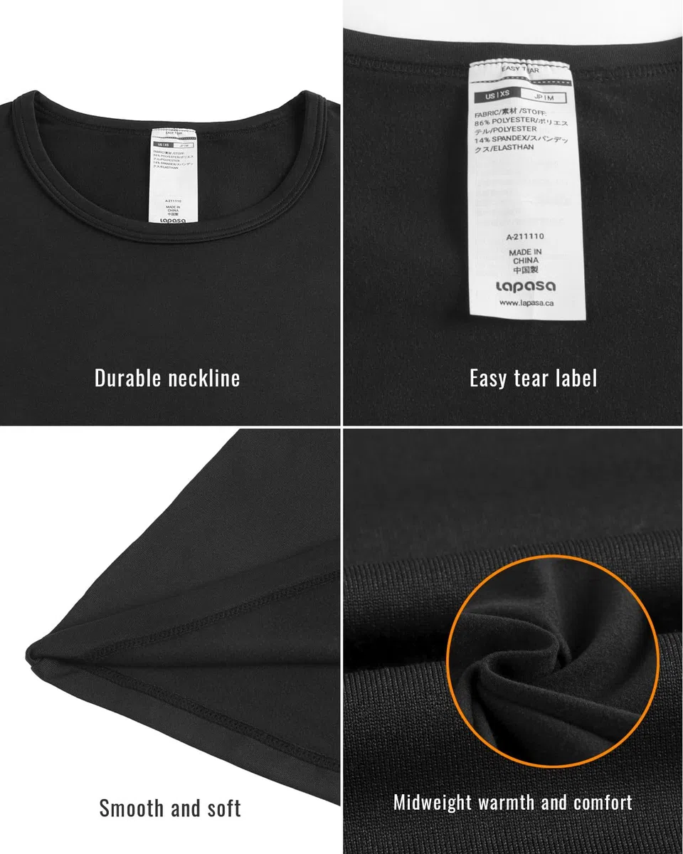 LAPASA Innenfleece Thermounterwäsche Damen Unterhemd, Langarm Oberteil Funktionsunterwäsche (Warm L15/Wärmer L39/Extra warm L42)