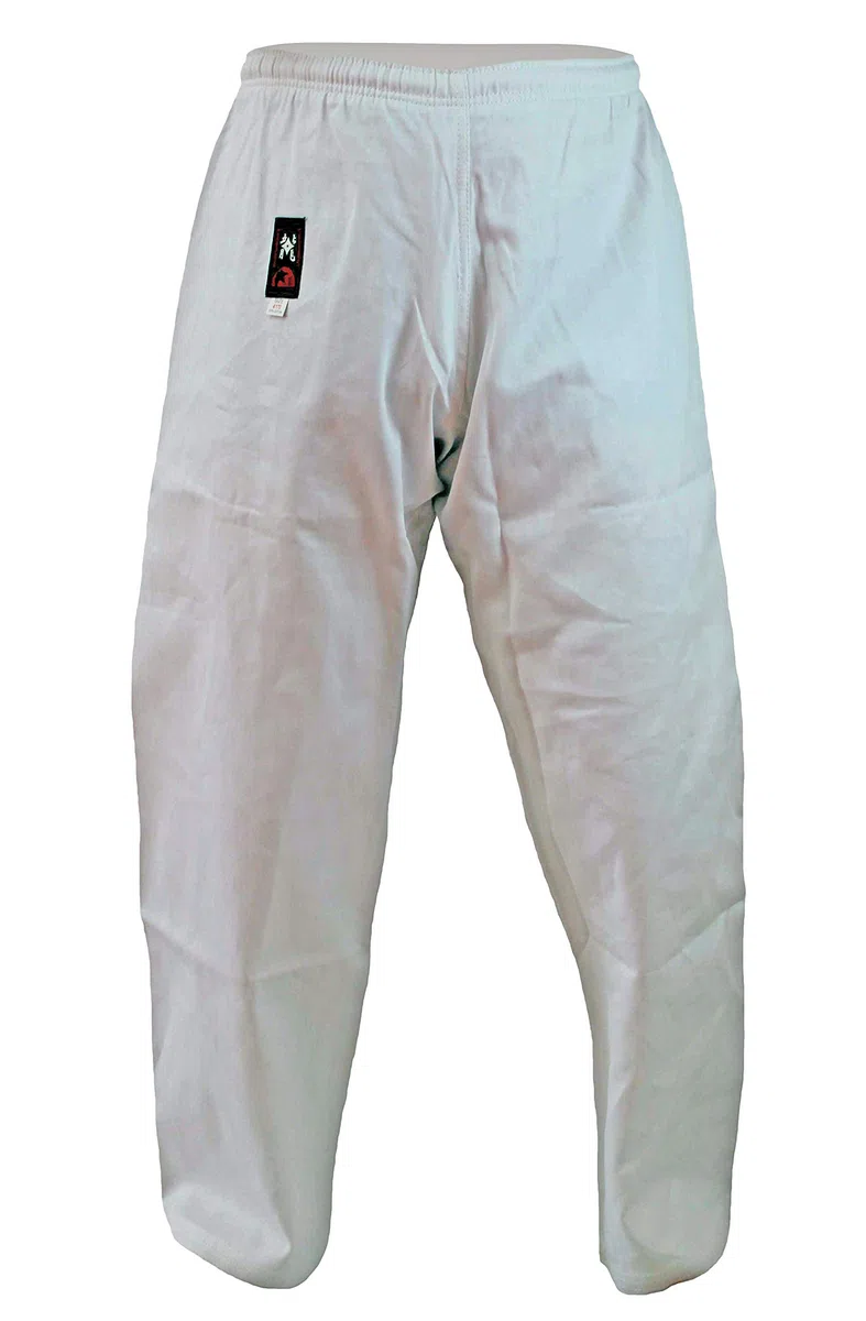 Karatehose weiß mit Elastikbund 8 oz schwer für Karate Training für Kinder, Jugendliche, Erwachsene