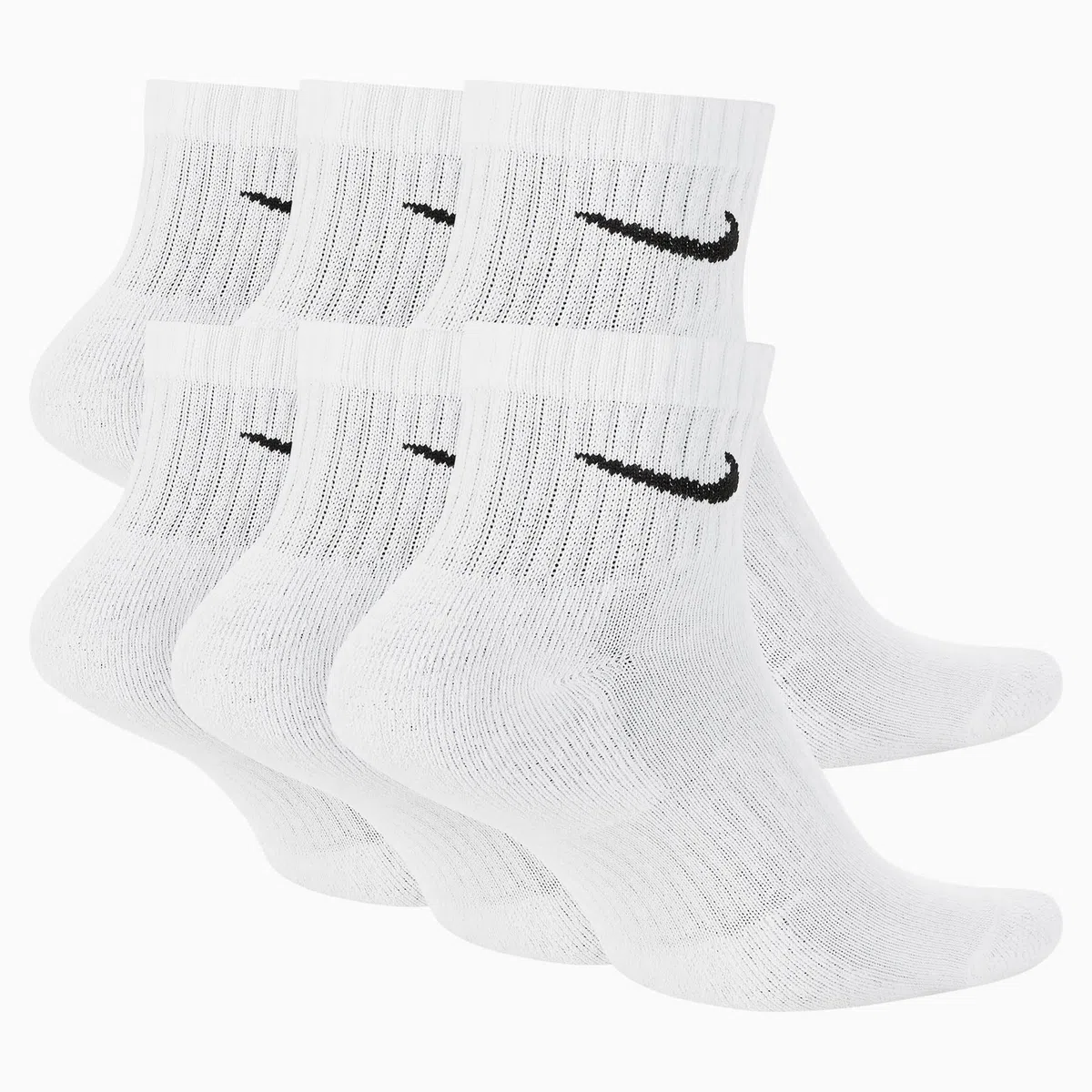 NIKE 6 X Sport Freizeit Socken Strümpfe 2X3er Pack SX7677, Farbe:Weiß, Größe:L = 42-46