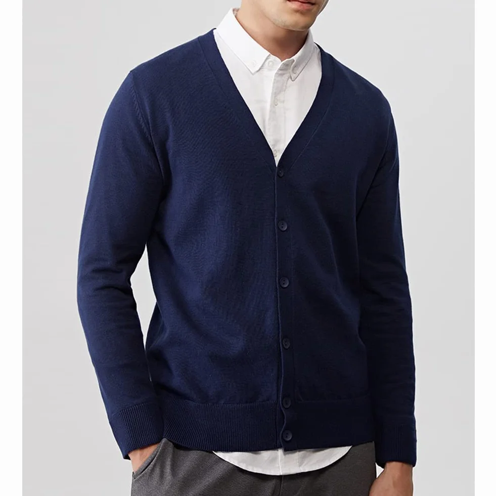 Herren Strickjacke mit Knöpfen V-Ausschnitt Strick Cardigan
