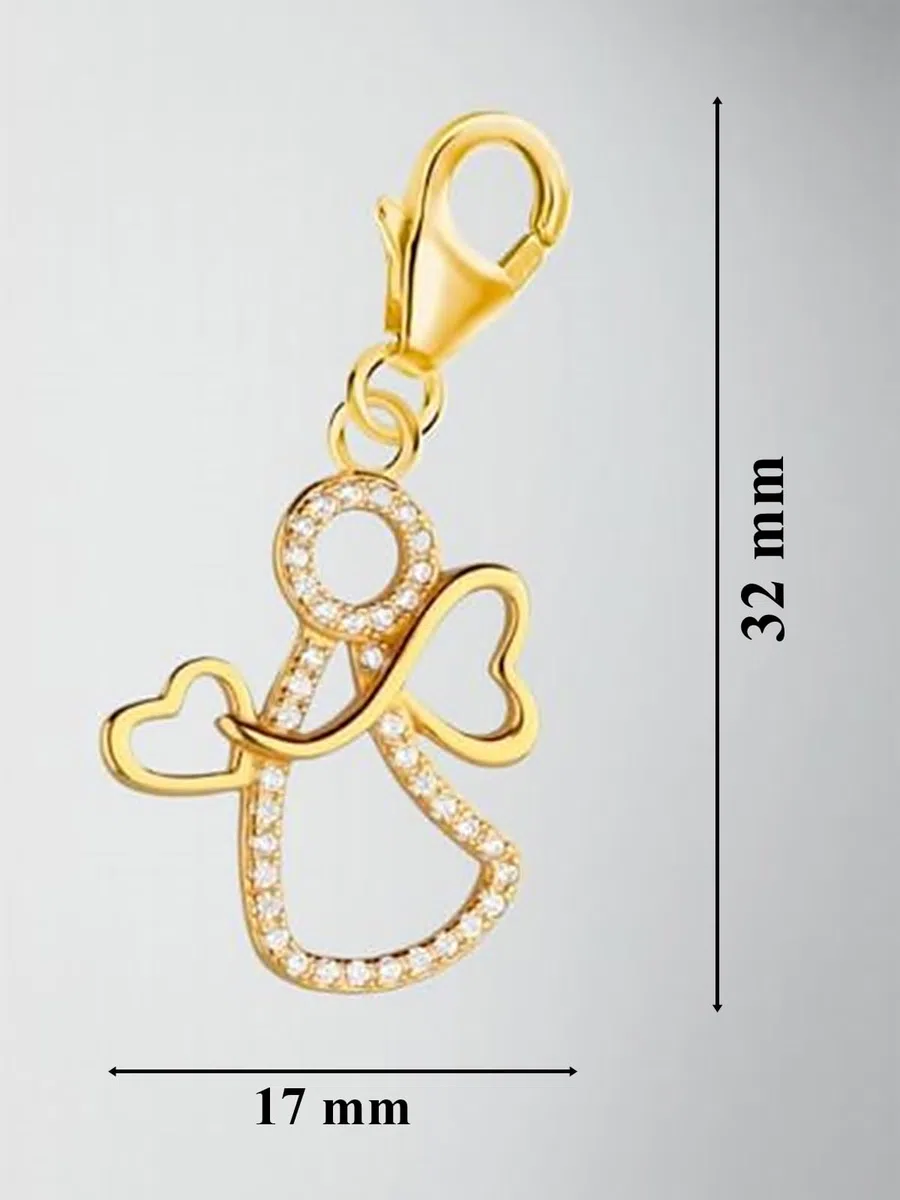 Goldene Hufeisen Charm Anhänger Engel 925 Silber für Bettelarmband oder Charmkette