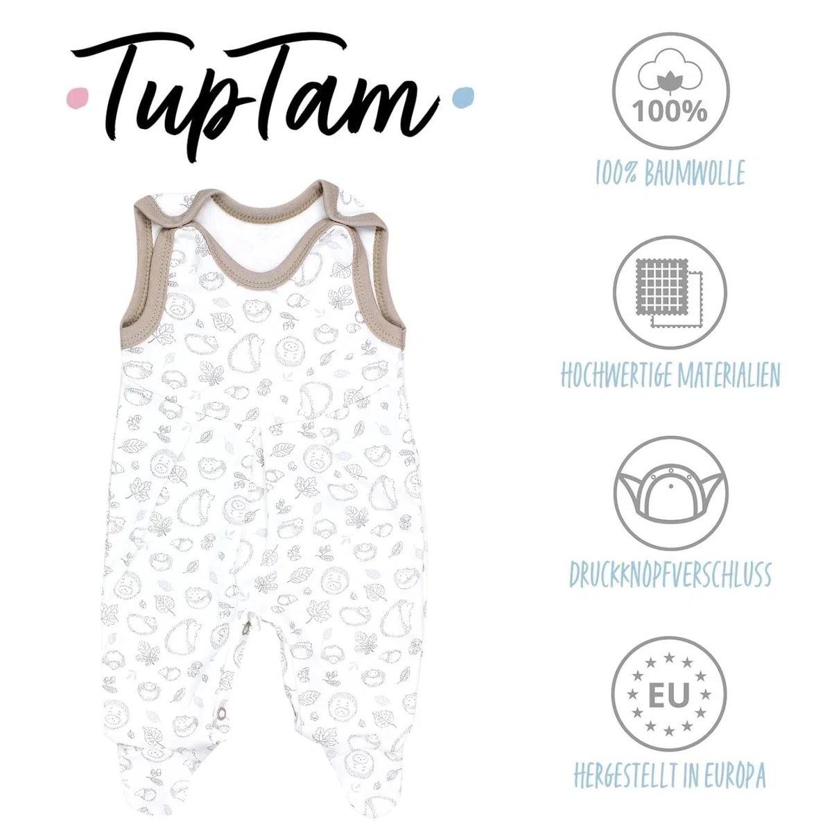 TupTam Baby Mädchen Strampler mit Fuß 3er Pack