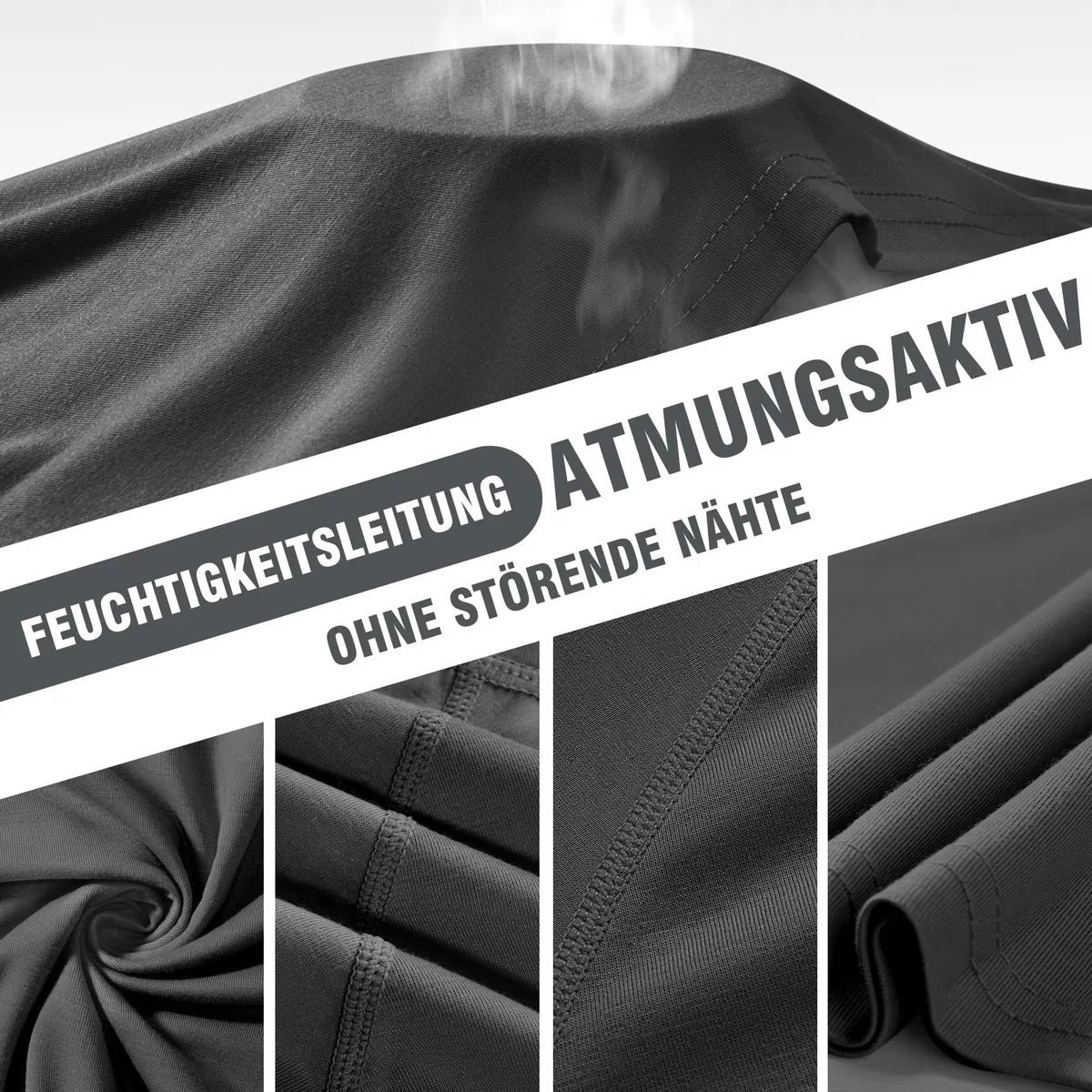 ineepor Merino Shirt Herren Langarm Thermounterwäsche Langarmshirt Thermo Unterwäsche Oberteile Atmungsaktiv Wandershirt Sportshirt UV Schnelltrocknend Longsleeve Funktionsshirt, Gym Fitness Trekking
