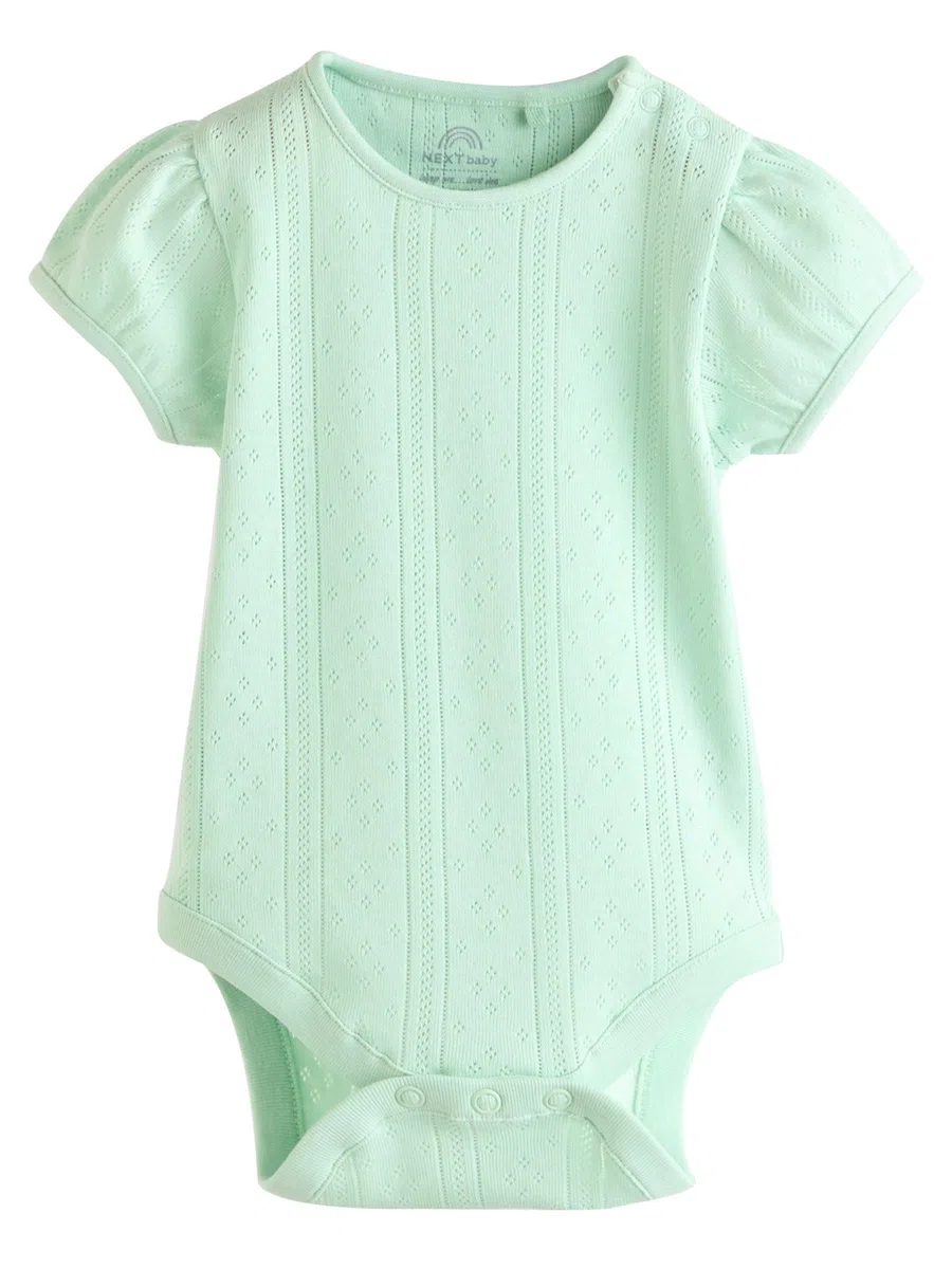 NEXT Baby Kurzärmelige Bodys mit Lochstickerei im 5er-Pack