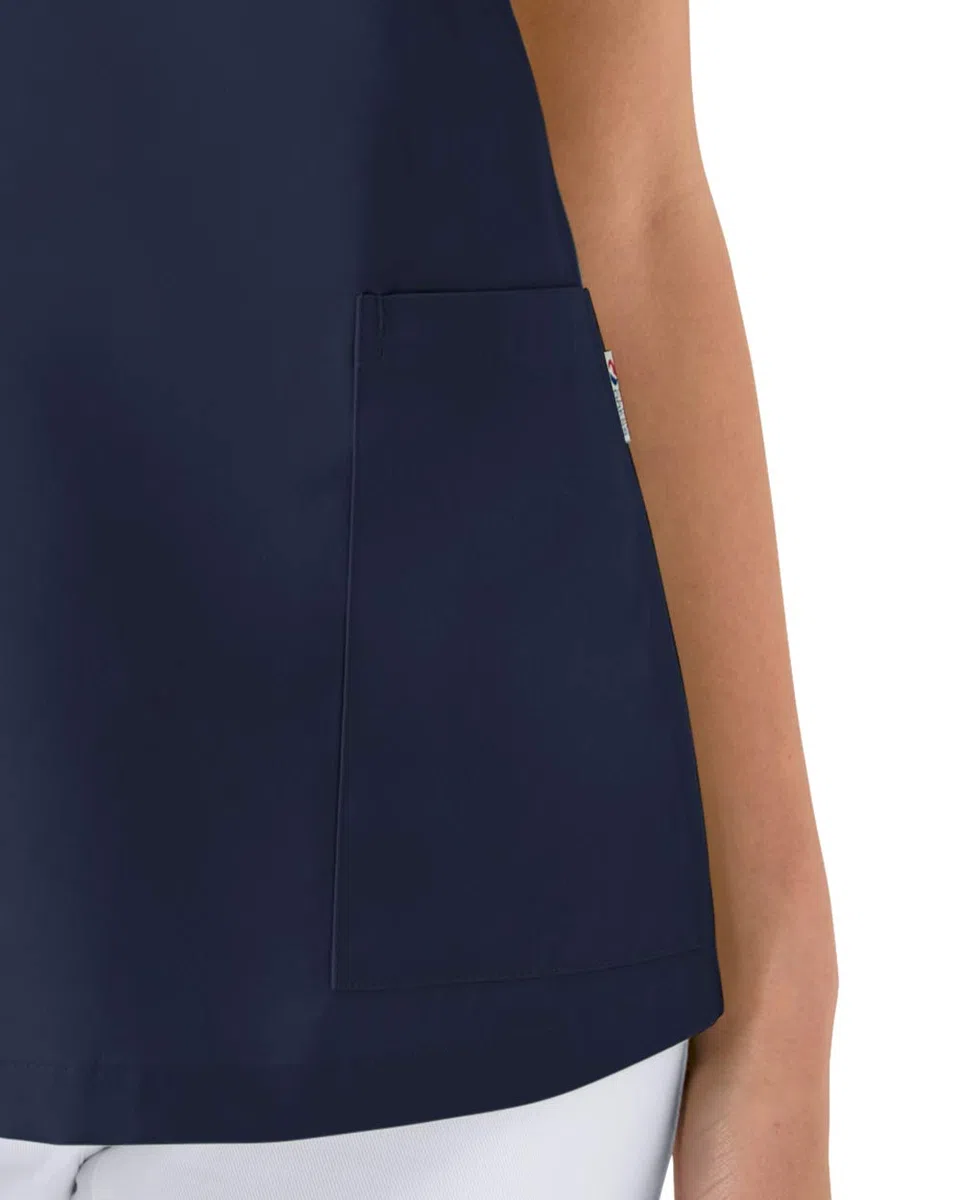 CLINIC DRESS Schlupfkasack Damen-Kasack mit extra Mehrweite im Hüftbereich Curvy Schnitt 2 Seitentaschen Seitenschlitze 95 Grad Wäsche