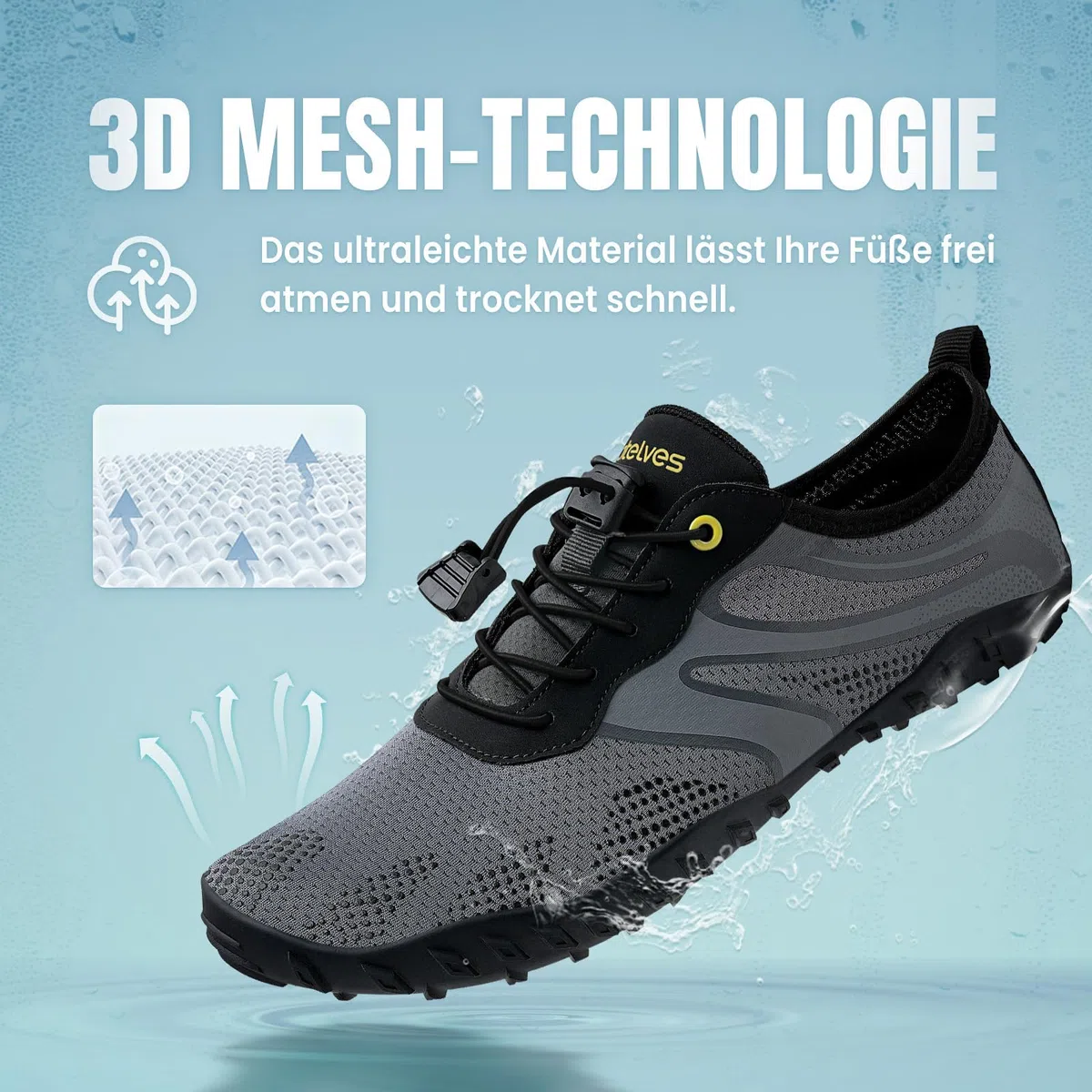 WateLves Wasserschuhe Badeschuhe Damen Herren Strandschuhe Schwimmschuhe Aquaschuhe Sommer Schnell Trocknend Surfschuhe 36-48EU