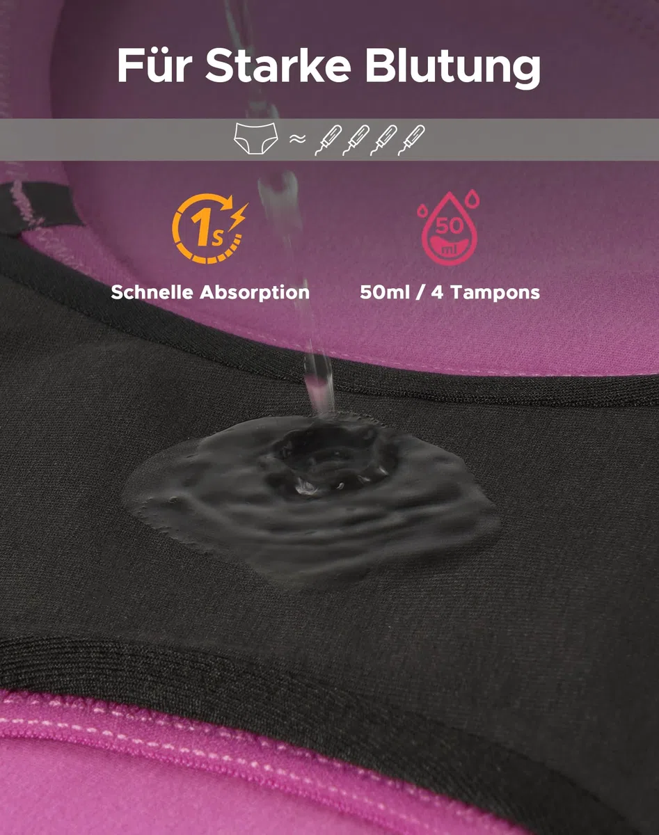 Periodenunterschwäsche Starke Blutung Spitze Hohe Taille Menstruationsunterwäsche Baumwolle 3er Pack