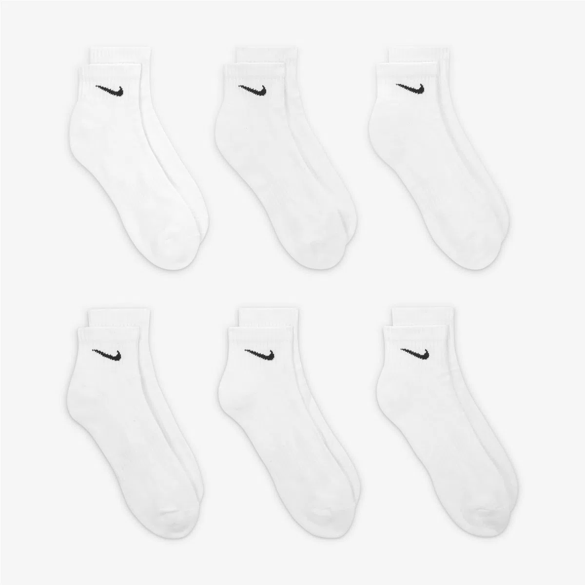 NIKE 6 X Sport Freizeit Socken Strümpfe 2X3er Pack SX7677, Farbe:Weiß, Größe:L = 42-46
