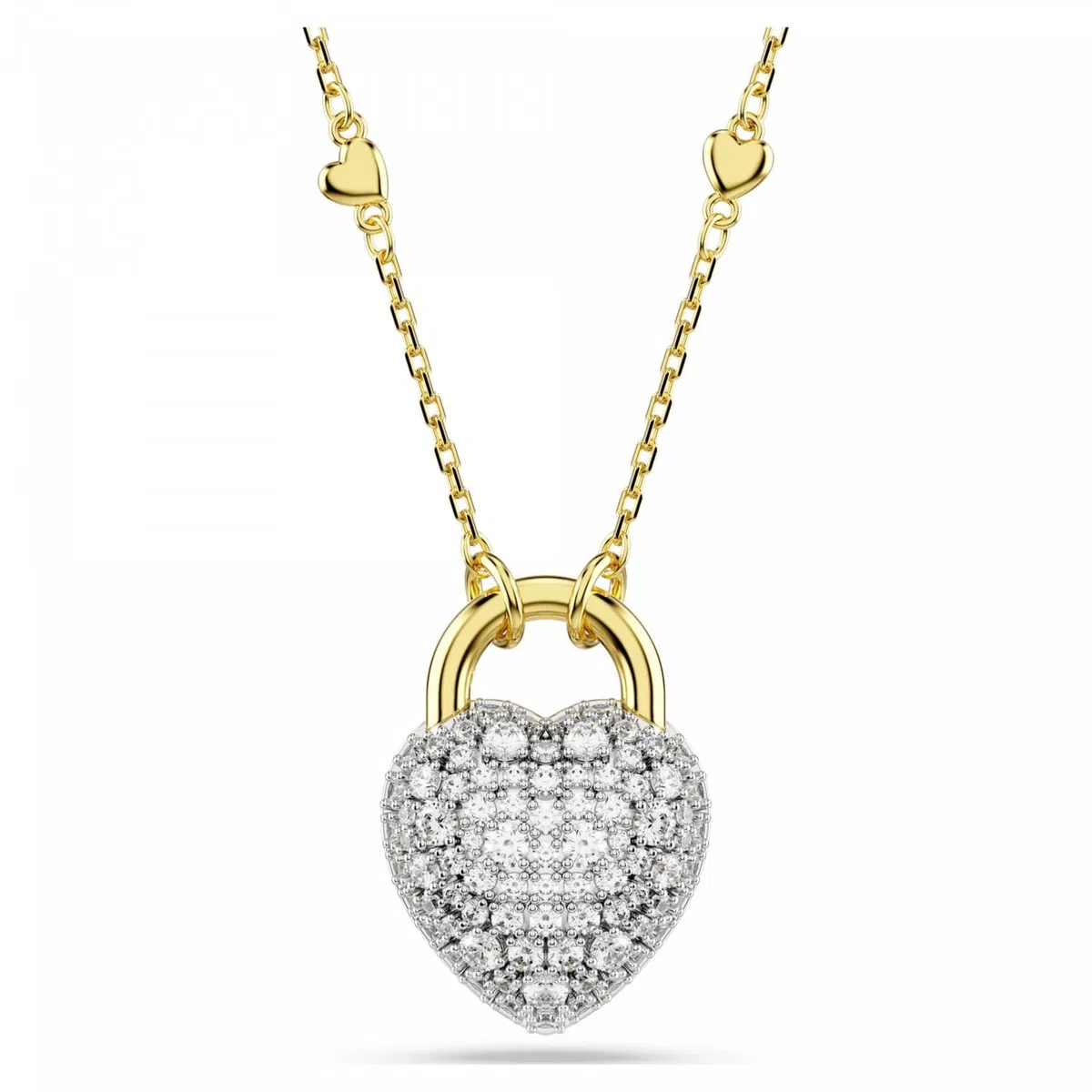 Swarovski Idyllia Anhänger, Verschiedene Schliffe, Herz, Weiß, Goldlegierungsschicht