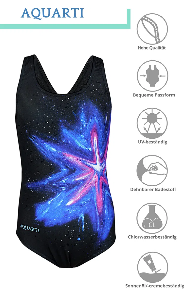 Aquarti Mädchen Badeanzug – Chlorresistenter Sport Badeanzug Mädchen mit Muscleback
