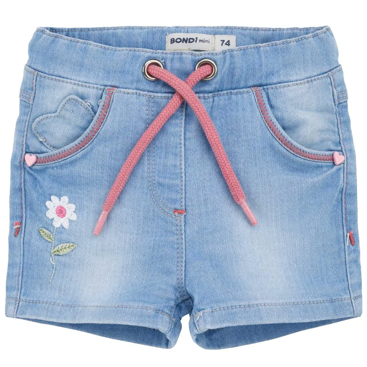Bondi Baby Mädchen Jeans Bermuda Flower 86886 | Blue Denim
