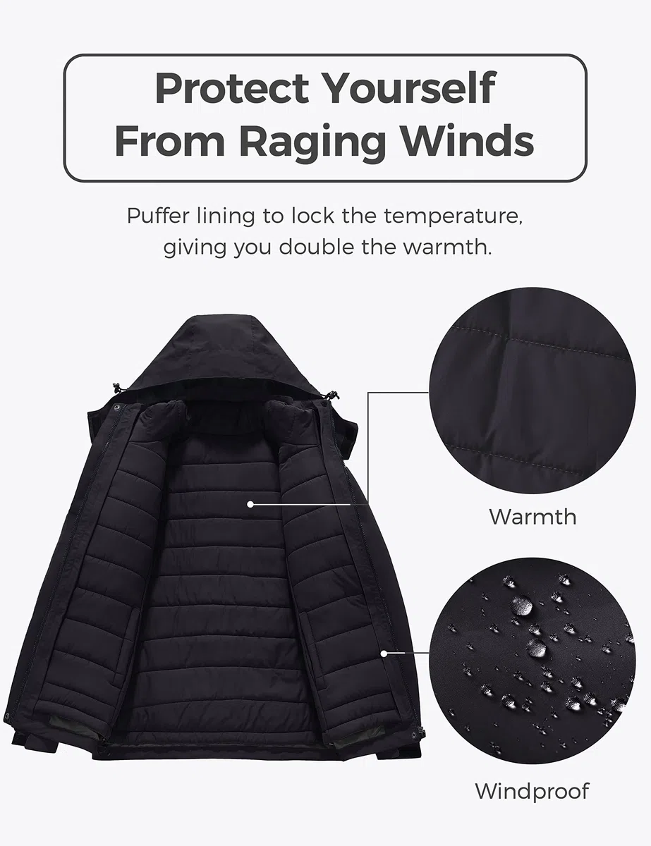 Wantdo Damen Warm Winter Jacke Abnehmbarer Innenschuh 3-in-1 Jacke wasserdichte Snowboardmäntel Kapuzen Windjacke