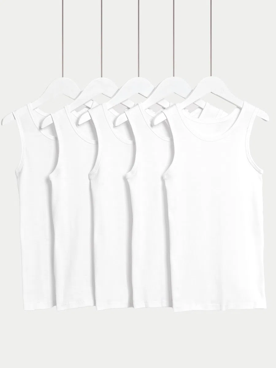 Marks & Spencer 5Er-Pack Unterhemden Aus Reiner Baumwolle (2–14 J.)