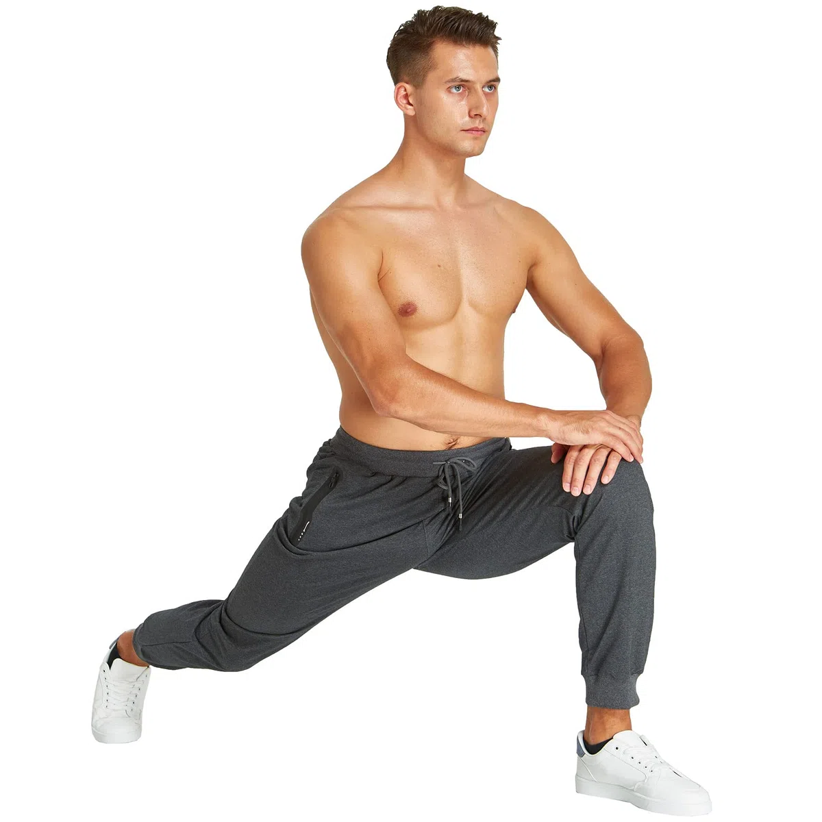 JustSun Jogginghose Herren Sporthose Baumwolle mit Reißverschlusstaschen